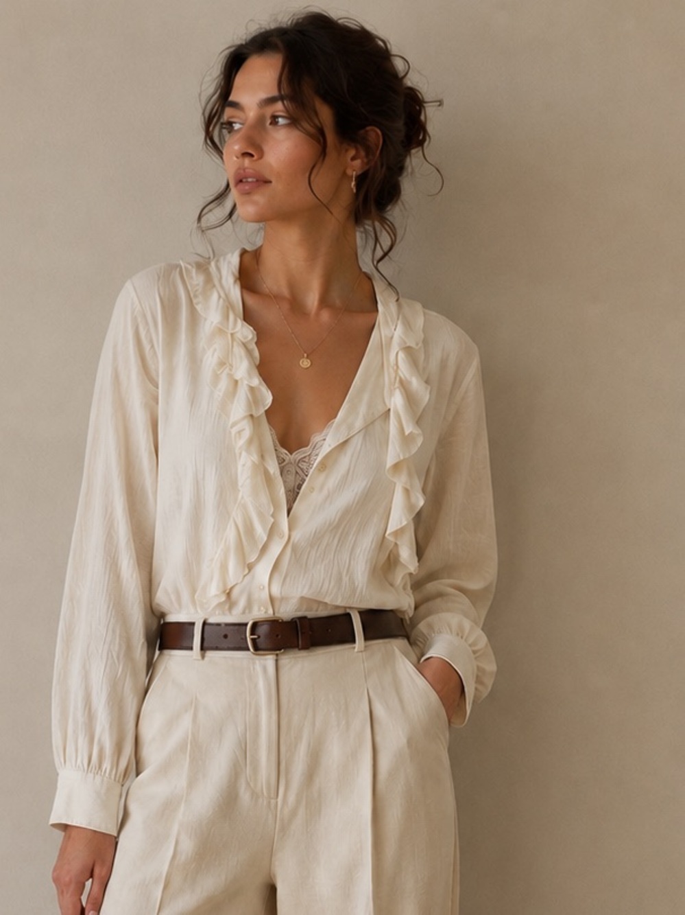 Nygard Collection Ruffled Cardigan